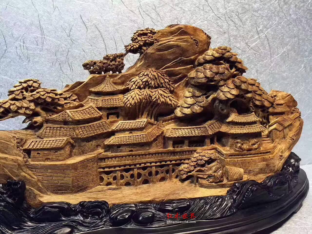 印尼天然沉香雕件《锦绣嘉园》 工艺细腻精湛大气上档次-8