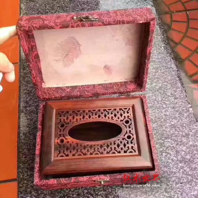 实用酸枝木纸巾盒 镂空雕刻精美大气复古-9