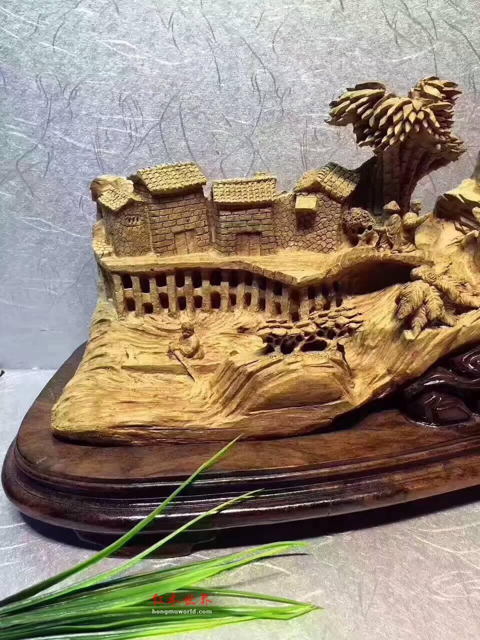 印尼天然沉香根雕《江南水乡》香味浓郁工艺精湛形态栩栩如生-4