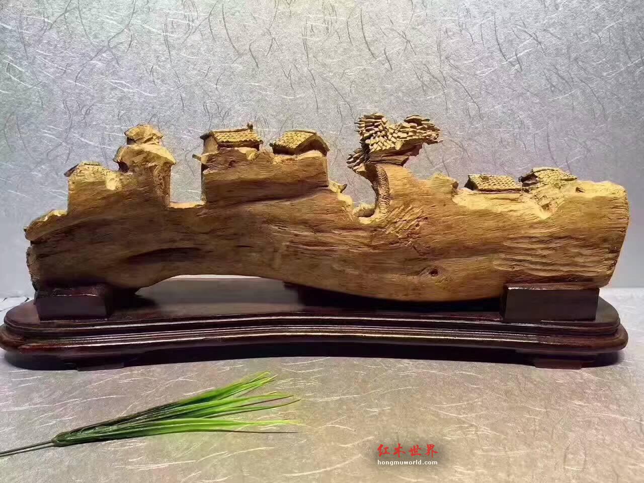印尼天然沉香根雕《江南水乡》香味浓郁工艺精湛形态栩栩如生-7