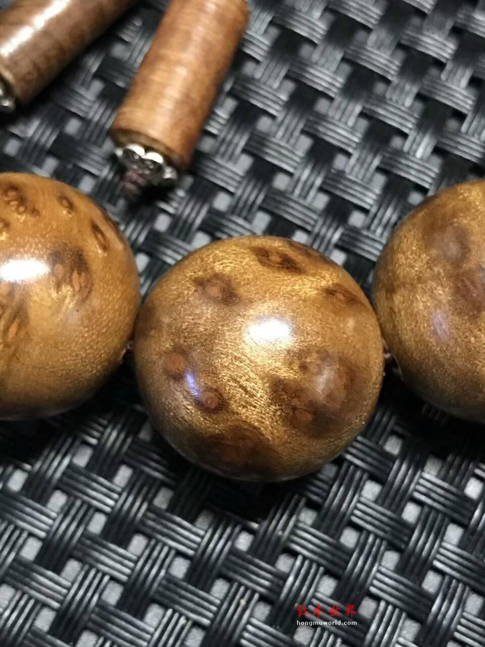 四川金丝楠枯木树头老瘤料2.0手串 带豹纹瘤疤闪亮溢彩-8