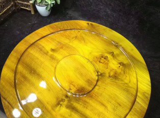 金丝楠圆形茶盘带水波纹 时来运转事事顺利