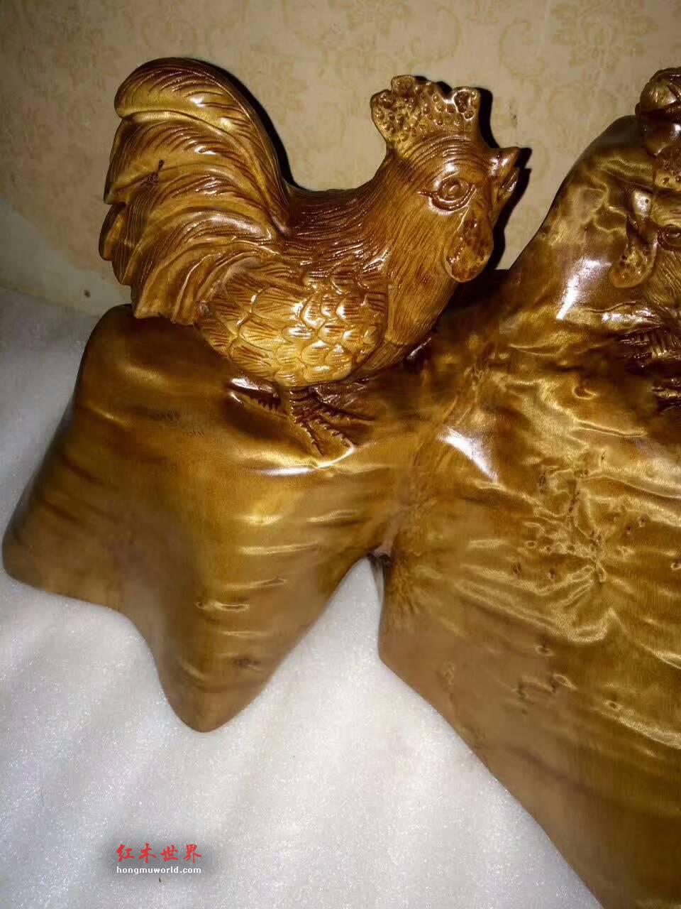 金丝楠小叶桢楠鸡摆件 寓意吉祥如意-2