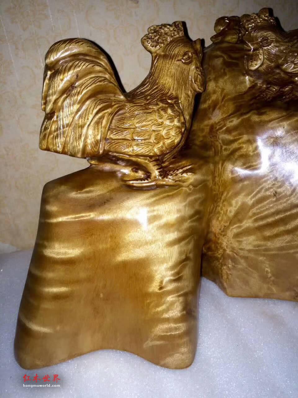 金丝楠小叶桢楠鸡摆件 寓意吉祥如意-3
