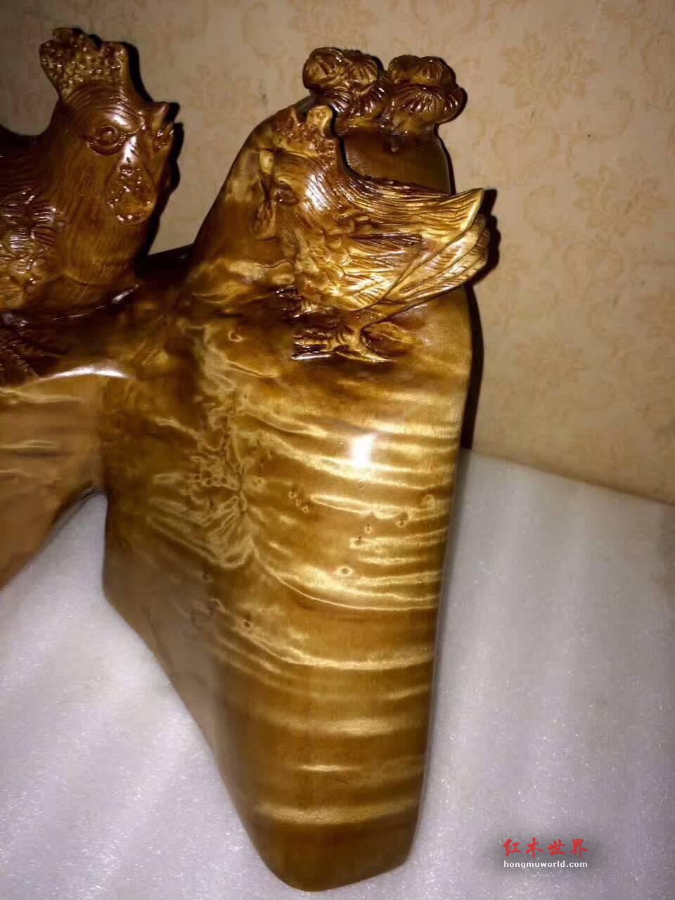 金丝楠小叶桢楠鸡摆件 寓意吉祥如意-1