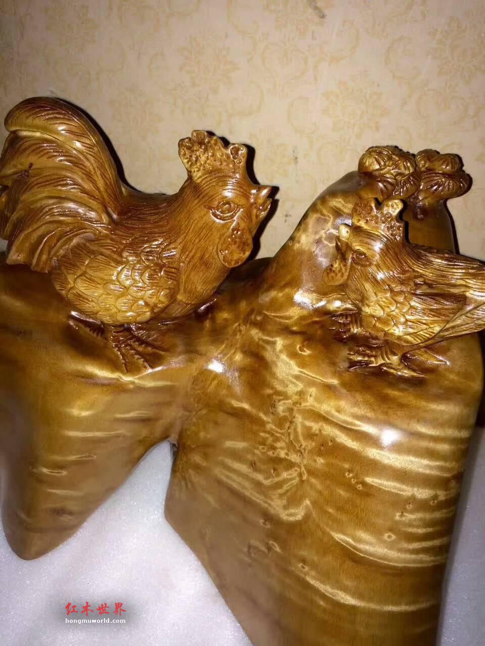 金丝楠小叶桢楠鸡摆件 寓意吉祥如意-5
