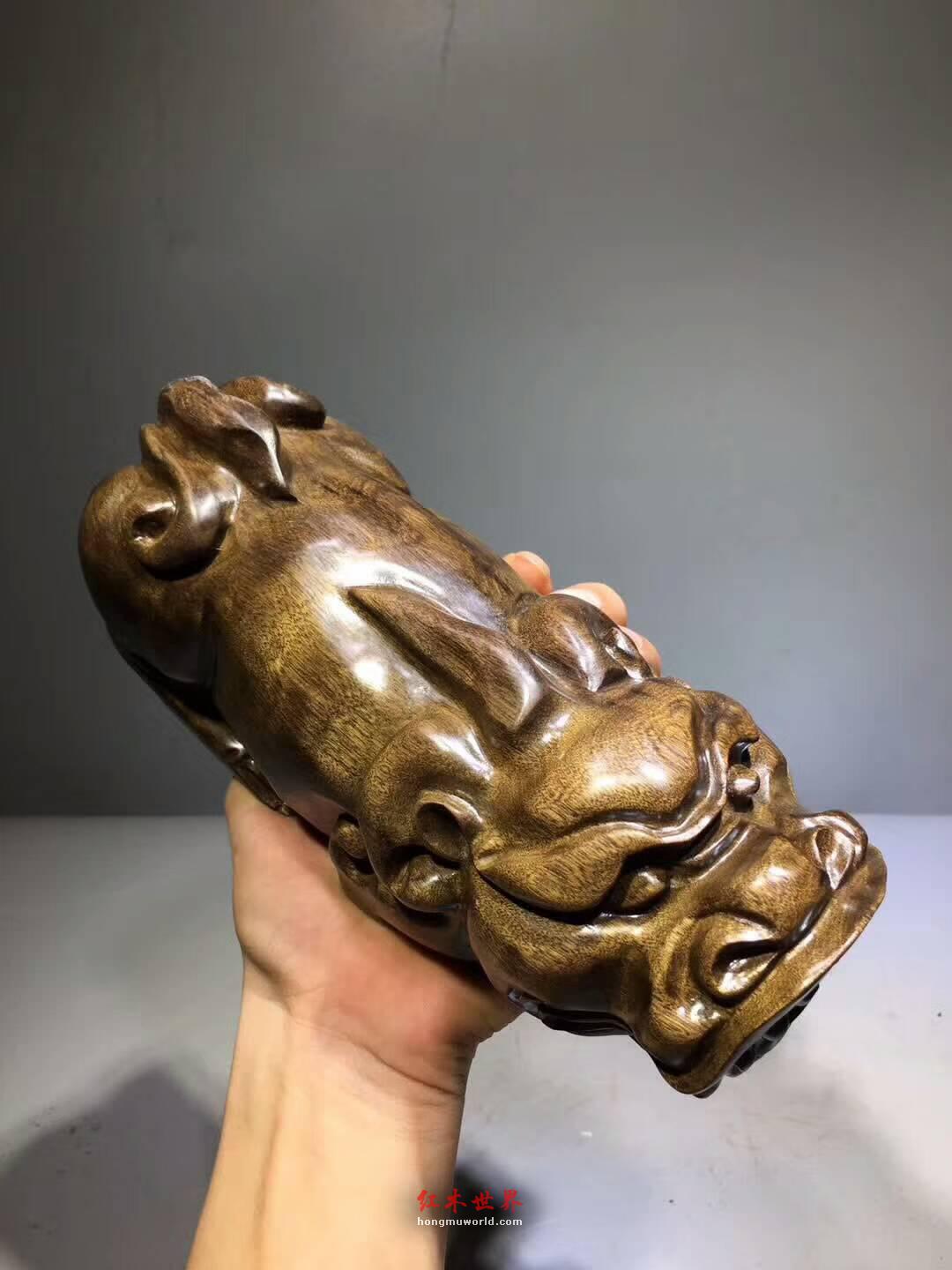 小叶金丝楠阴沉木小摆件《貔貅》 难得好木打造招财神器-3