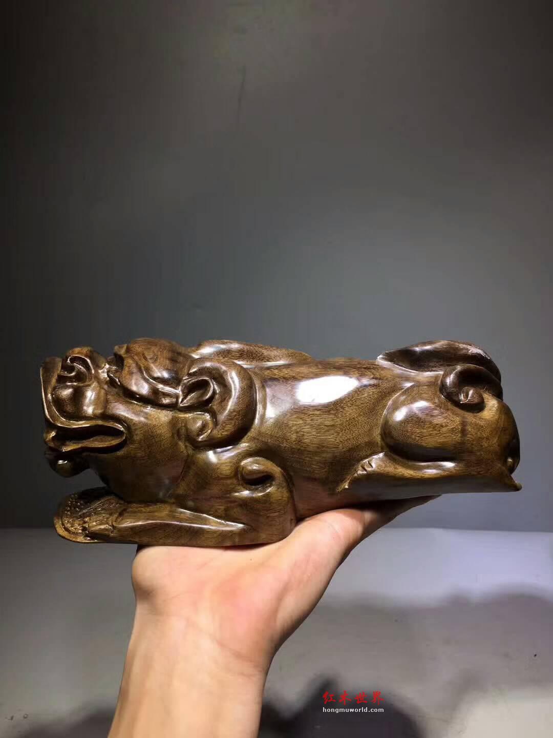 小叶金丝楠阴沉木小摆件《貔貅》 难得好木打造招财神器-4