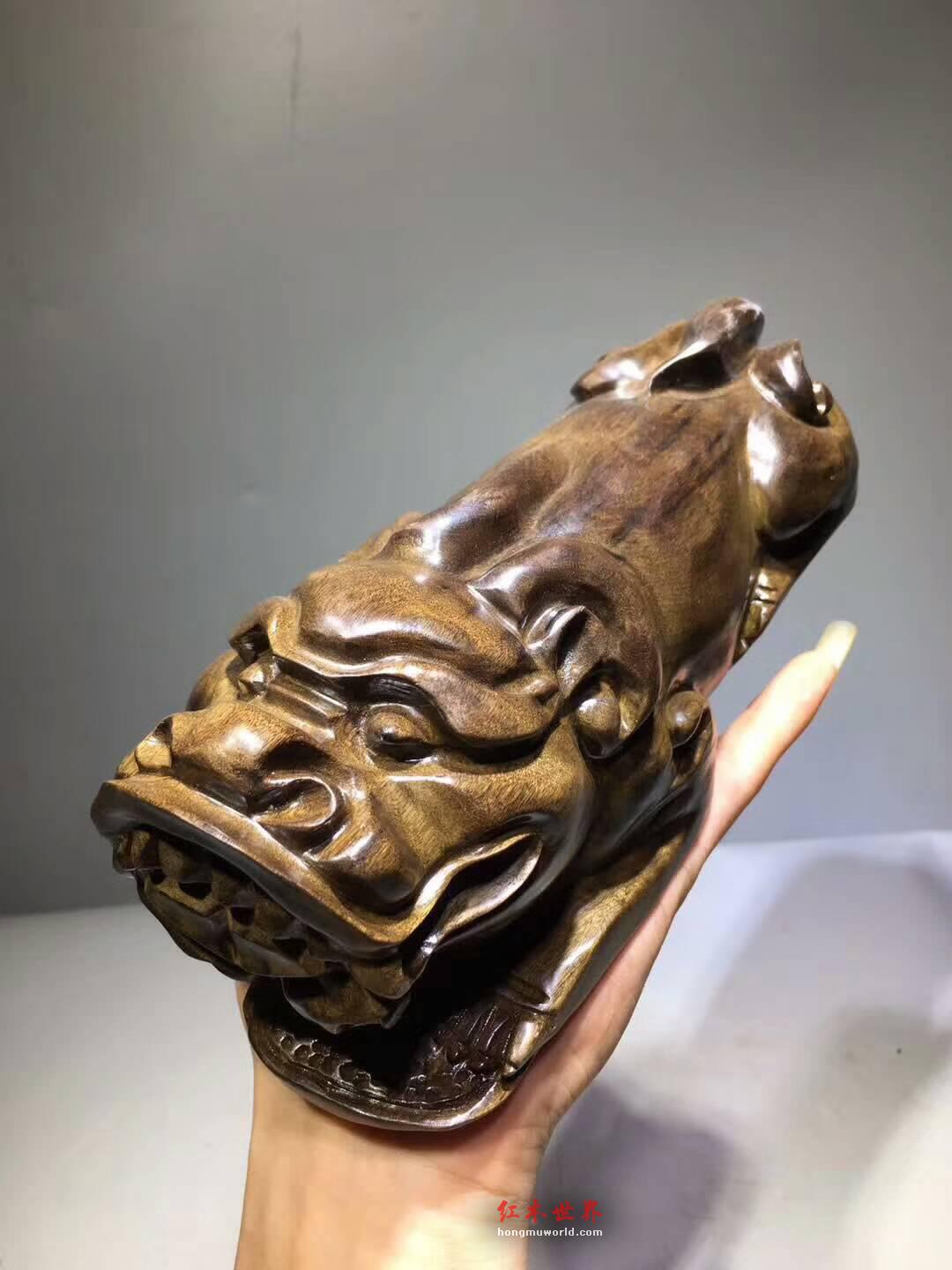 小叶金丝楠阴沉木小摆件《貔貅》 难得好木打造招财神器-5