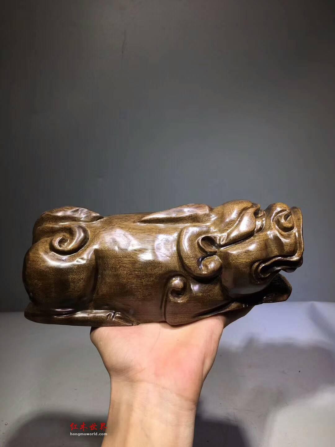 小叶金丝楠阴沉木小摆件《貔貅》 难得好木打造招财神器-6