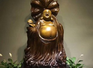 楠木老料根雕摆件《和气生财》笑脸弥勒佛带你喜迎财源