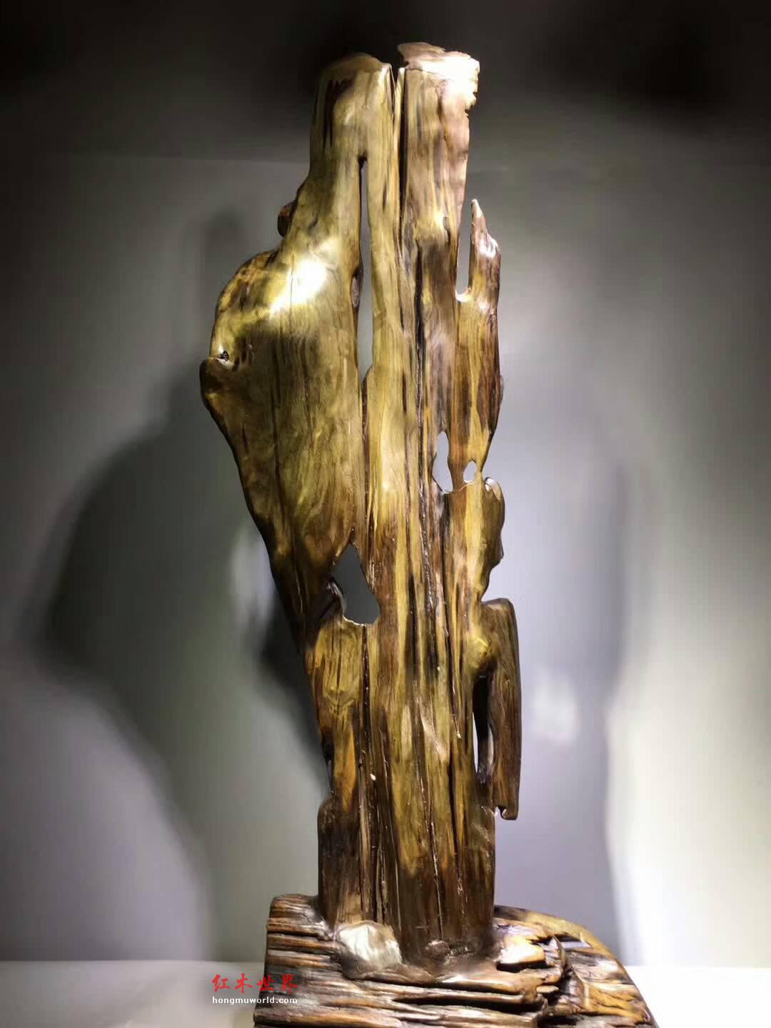 极品小叶金丝楠古阴沉根雕《自在观音》背景精致雕工细腻庄严慈目-8