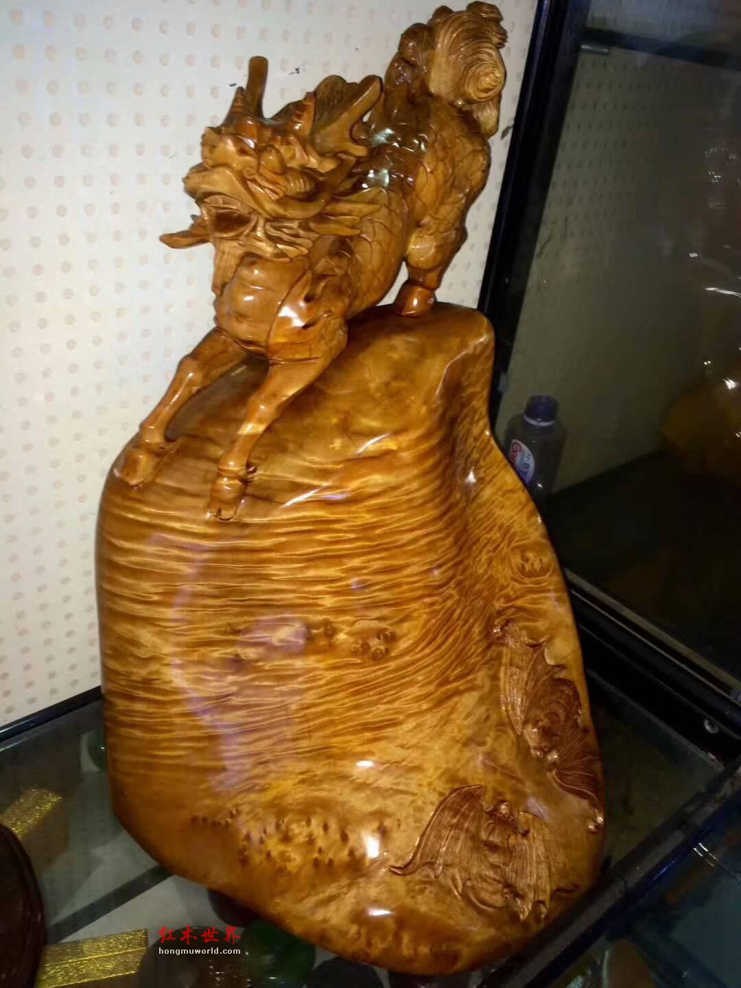 金丝楠枯木料摆件 麒麟送子镇宅招福精品好礼-3