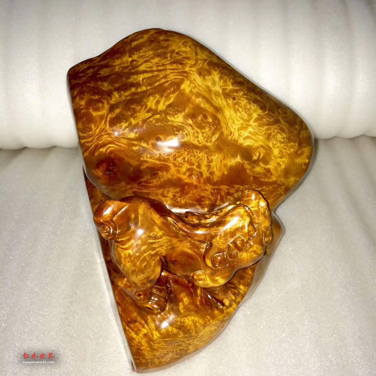 金丝楠枯木料根雕《貔貅》瘤疤明显黄金底色招财致富-6