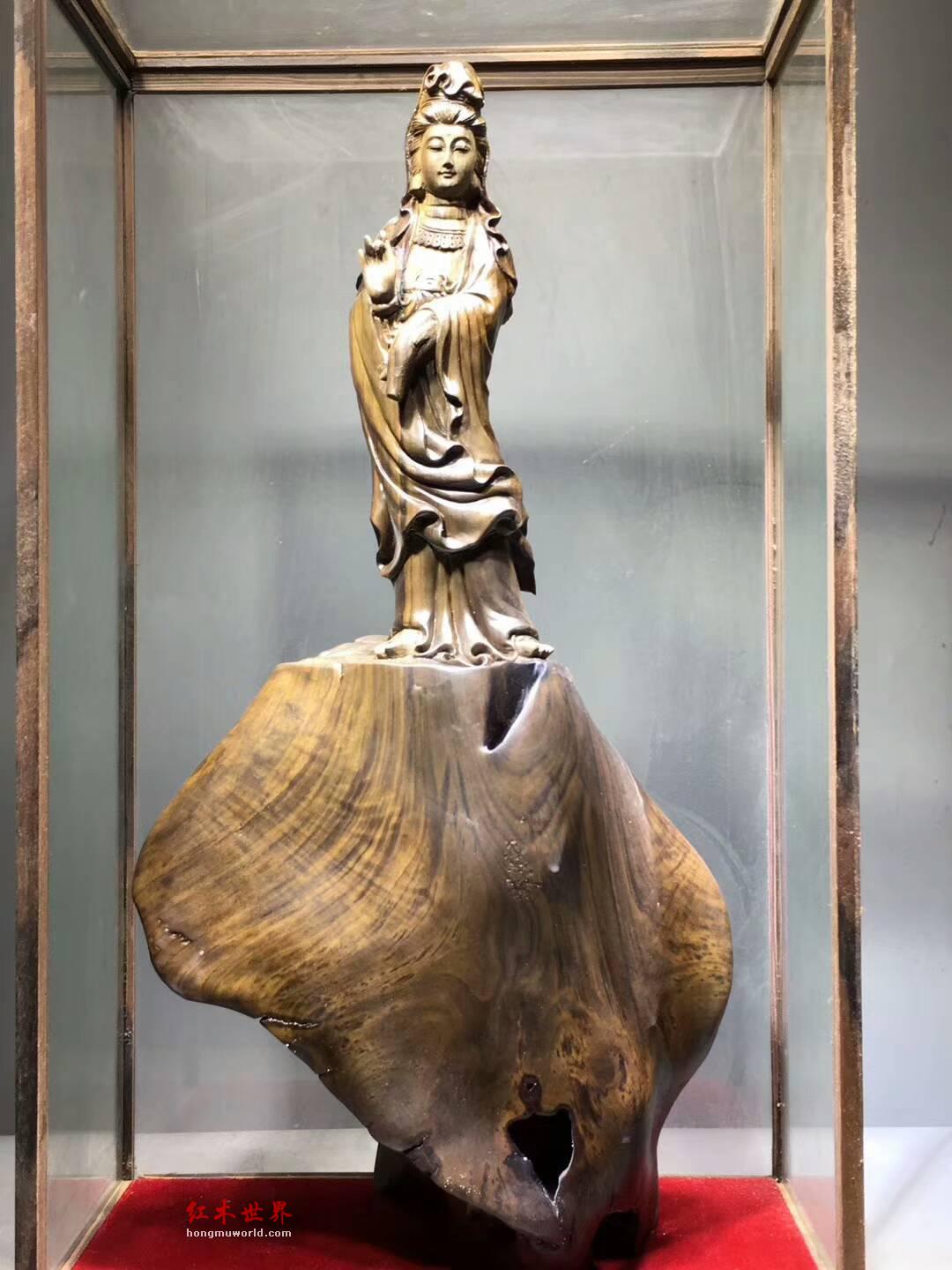 金丝楠阴沉木根雕《自在观音》庄严肃穆镇宅利器-1