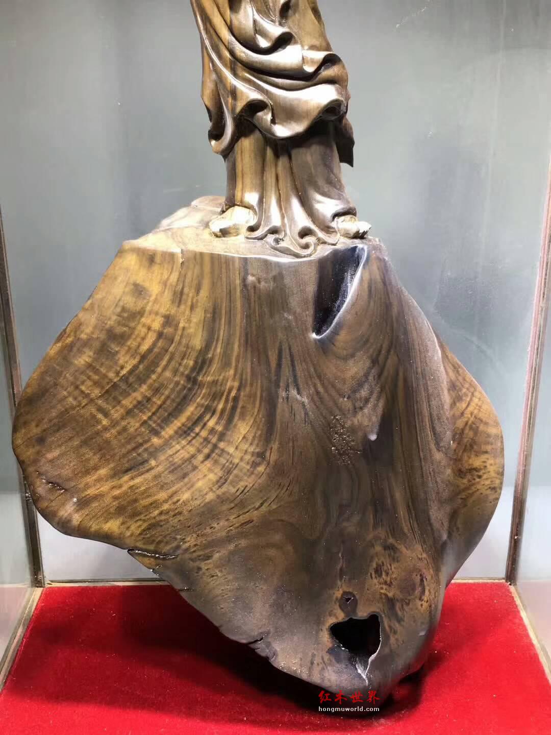 金丝楠阴沉木根雕《自在观音》庄严肃穆镇宅利器-4