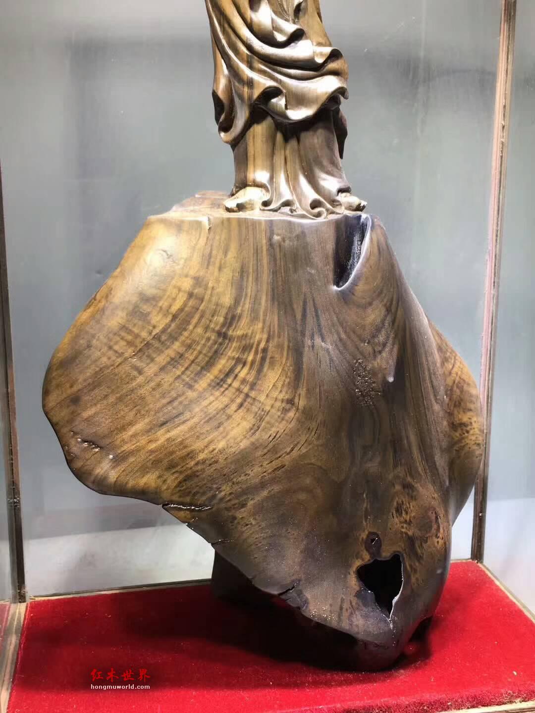 金丝楠阴沉木根雕《自在观音》庄严肃穆镇宅利器-6
