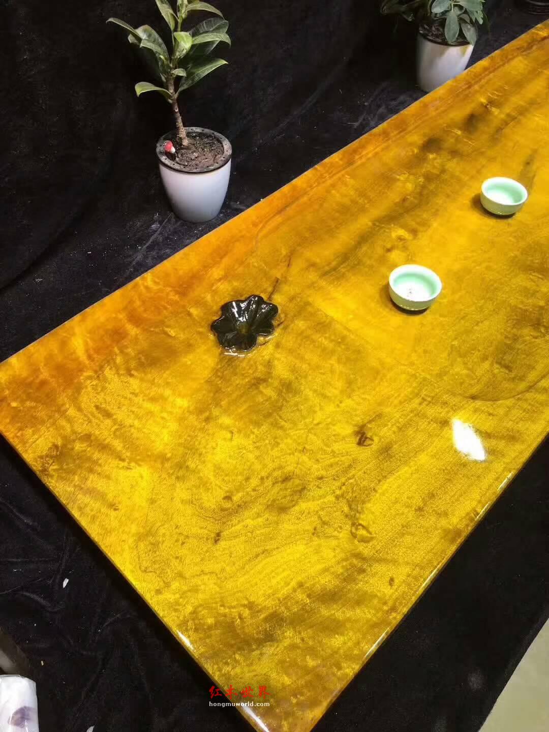 金丝楠木茶盘面上雕刻荷花寓意和和美美 板面干净简约大气-9