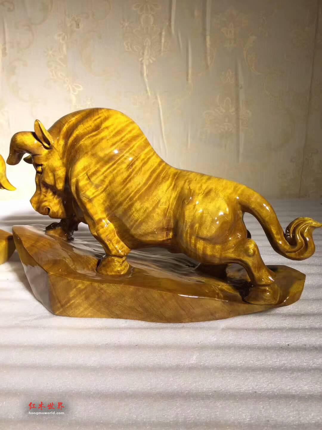 小叶桢楠工艺品《斗牛》一对 让你立马牛气冲天-5