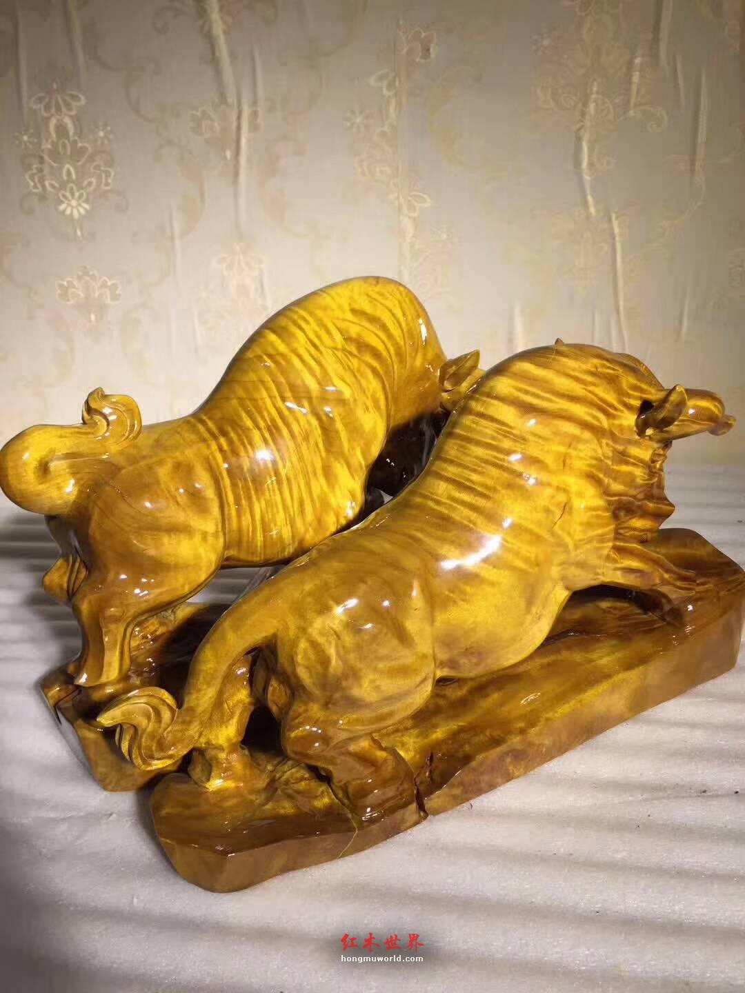 小叶桢楠工艺品《斗牛》一对 让你立马牛气冲天-7