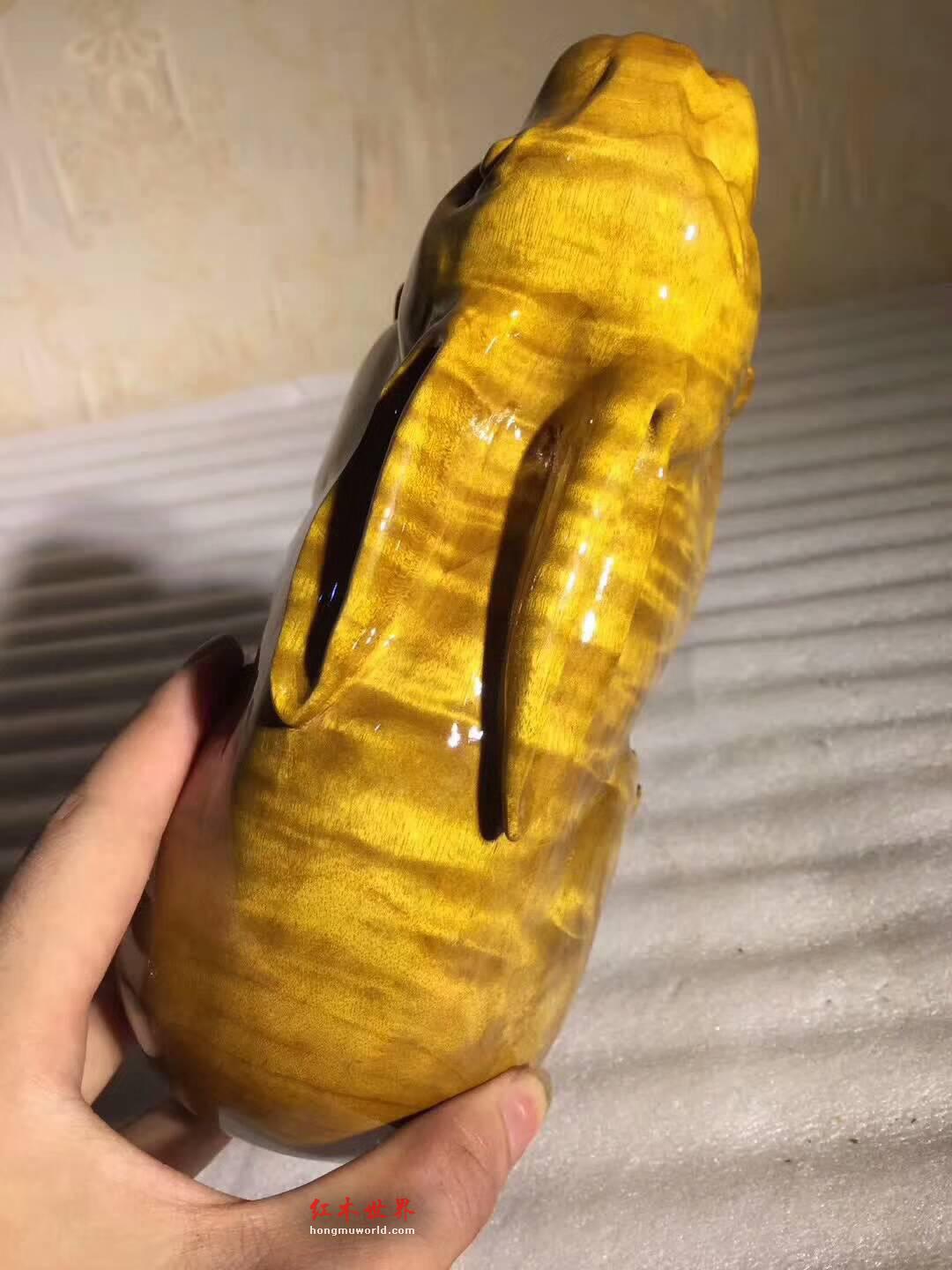 小叶桢楠工艺品《玉兔》饱满厚实可做手把件-8