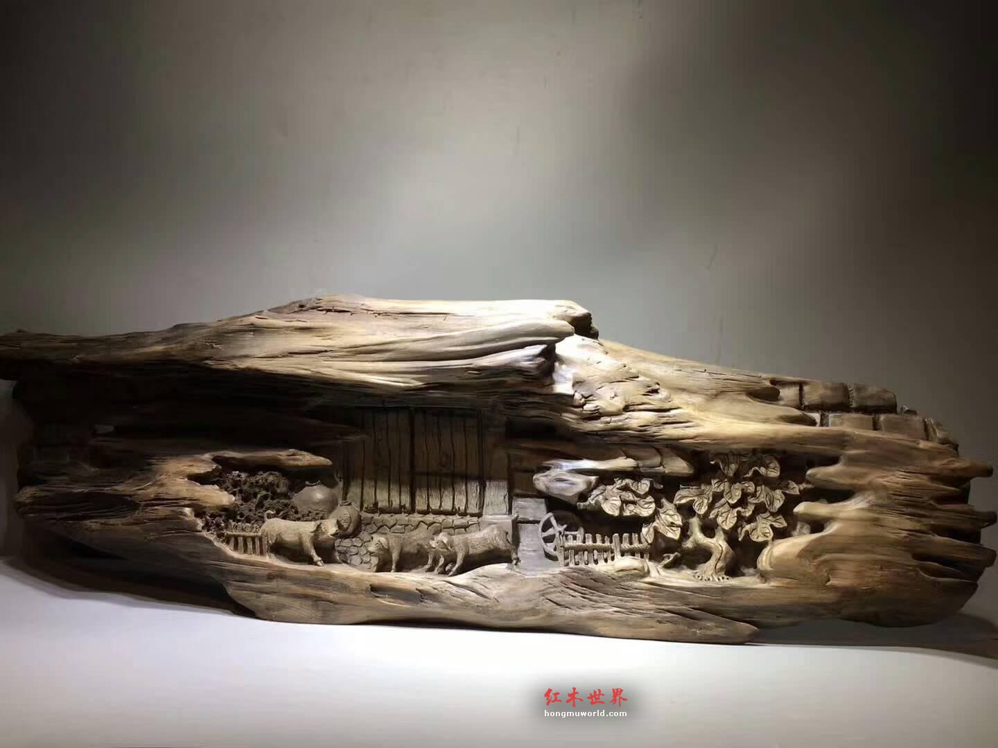 古阴沉木雕件系列之《古门》 颜色造型展现沉厚内涵-5