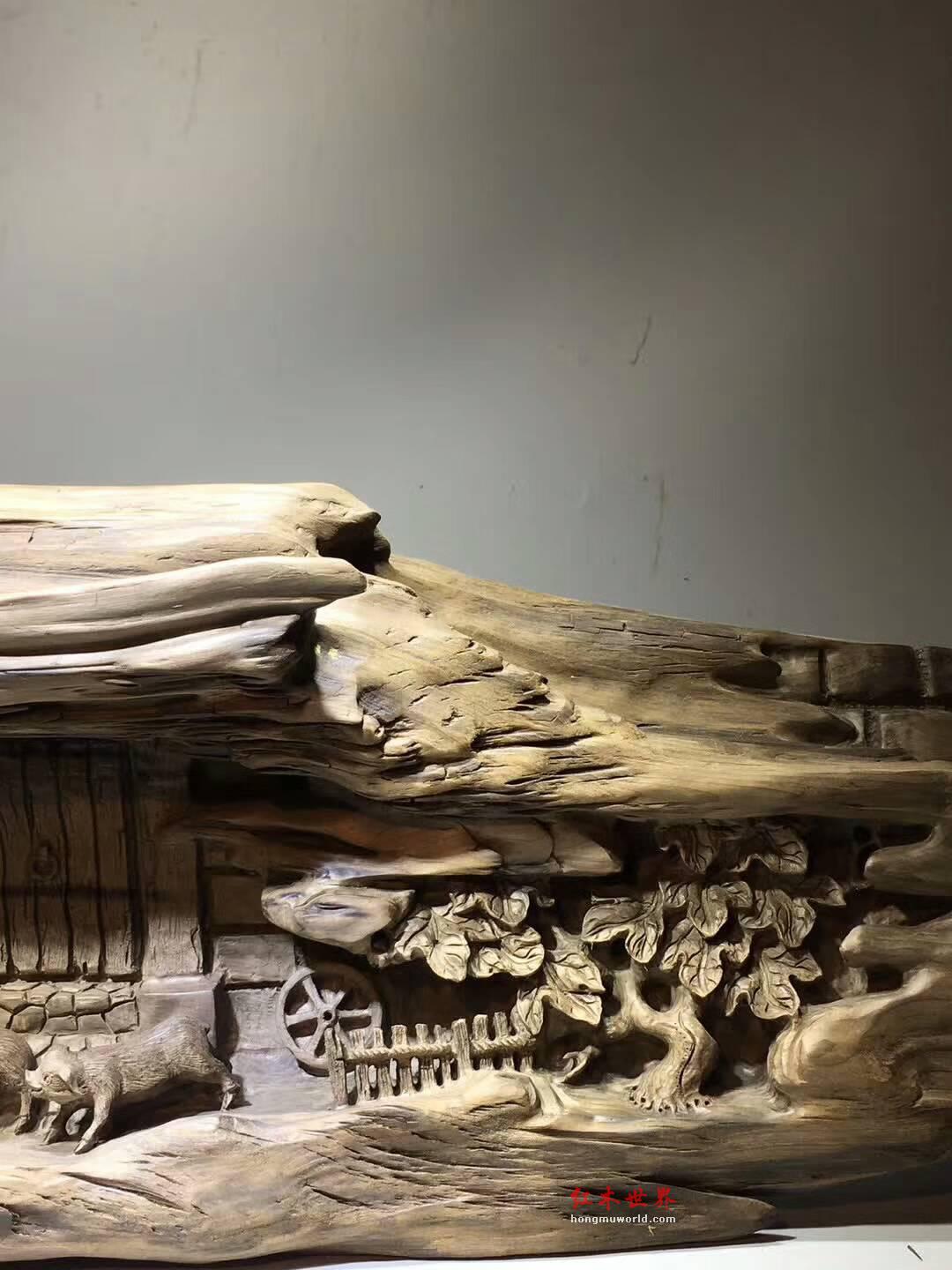 古阴沉木雕件系列之《古门》 颜色造型展现沉厚内涵-4