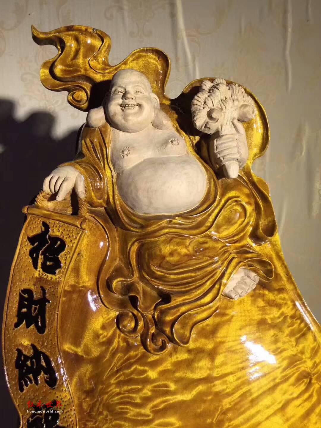 小叶桢楠工艺品带白皮雕刻《招财纳福》 栩栩如生寓意美好-5