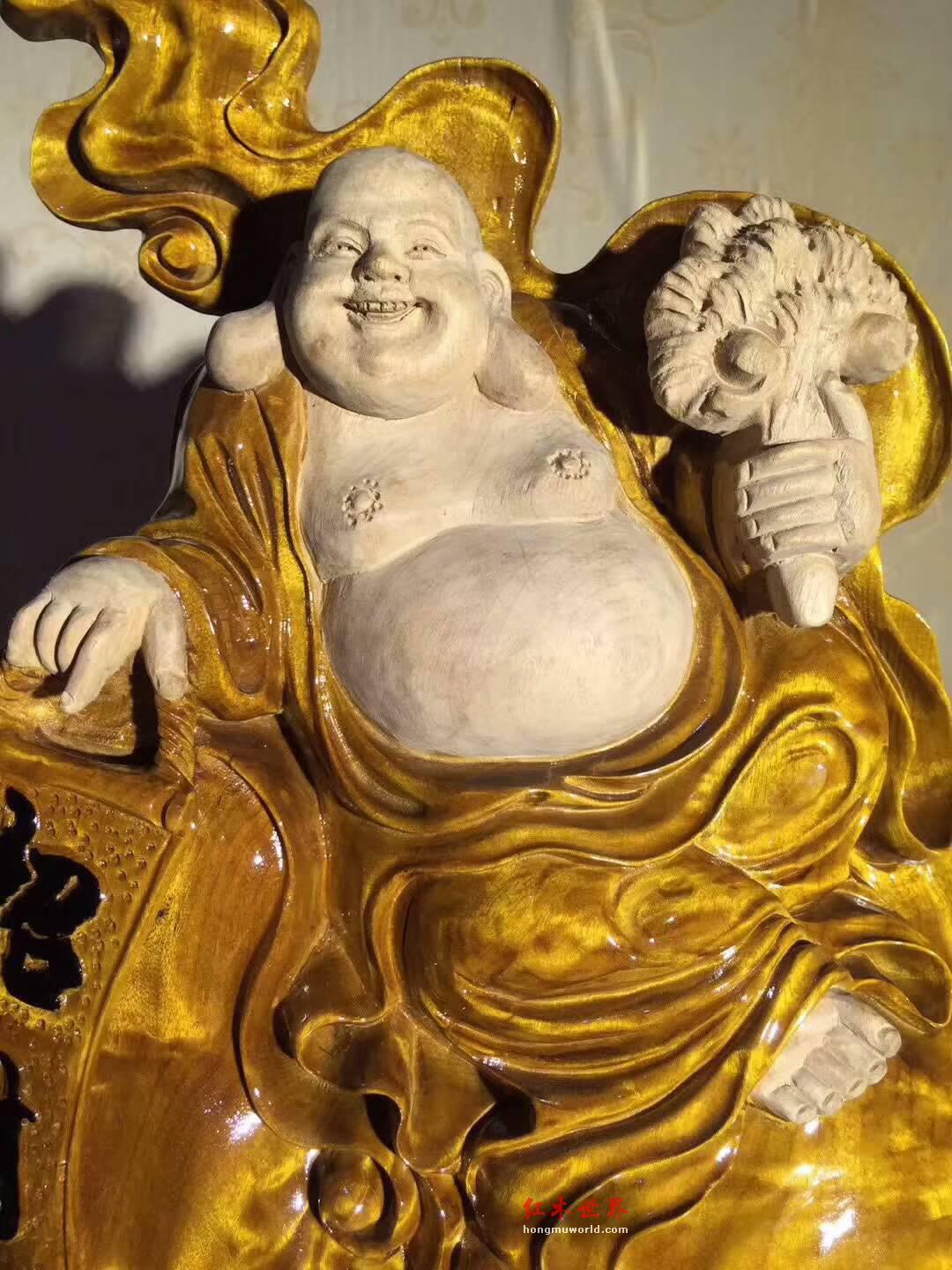 小叶桢楠工艺品带白皮雕刻《招财纳福》 栩栩如生寓意美好-6