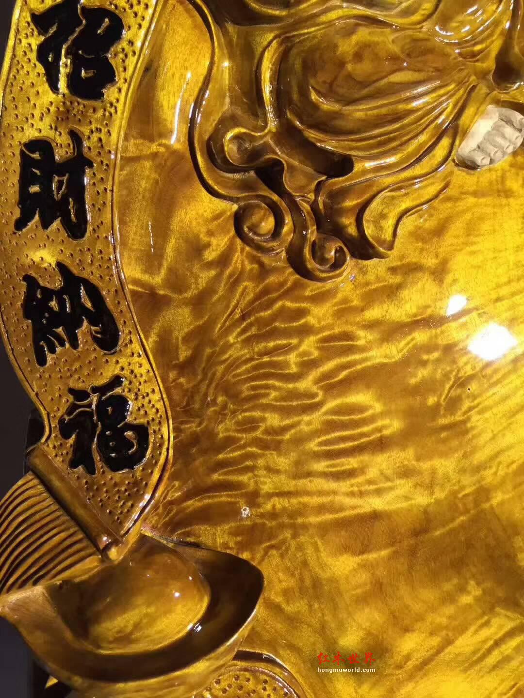 小叶桢楠工艺品带白皮雕刻《招财纳福》 栩栩如生寓意美好-7