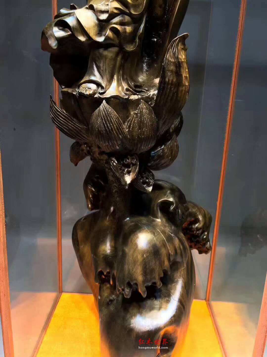 金丝楠乌木根雕作品《观音》肃穆庄严大气-5