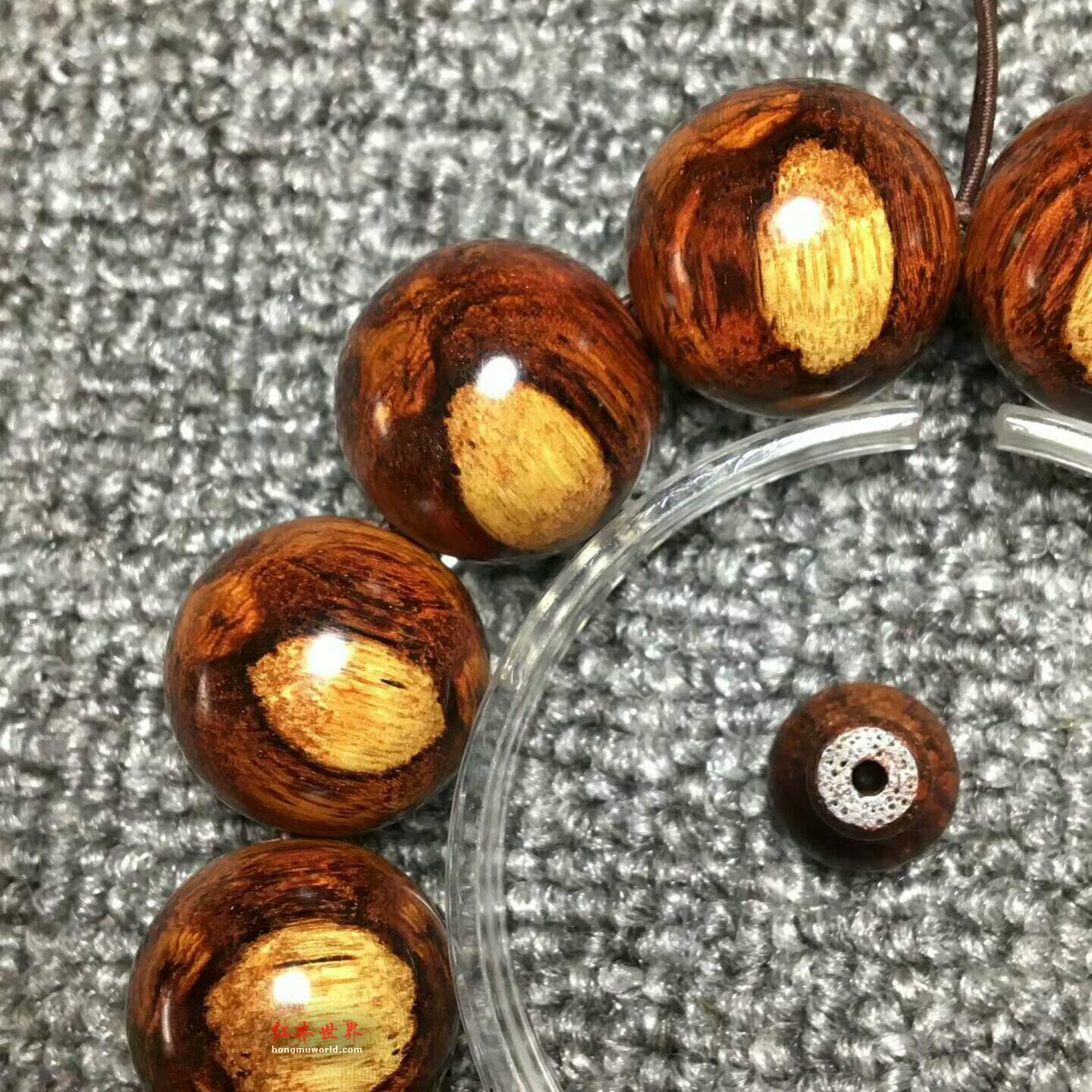 特顶级黄花梨2.0手串 极品双面笑口常开纹理密度油性佳-2