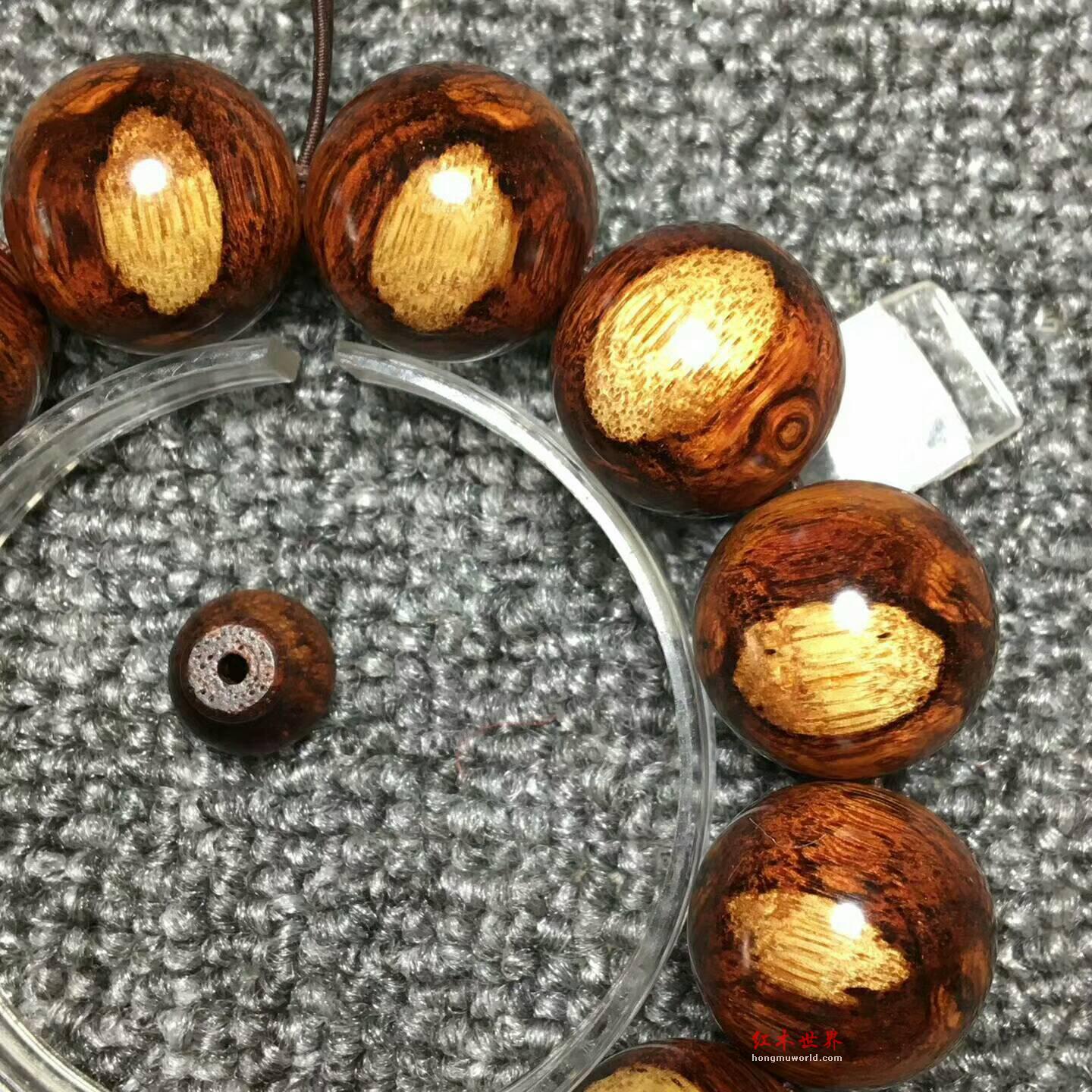 特顶级黄花梨2.0手串 极品双面笑口常开纹理密度油性佳-1