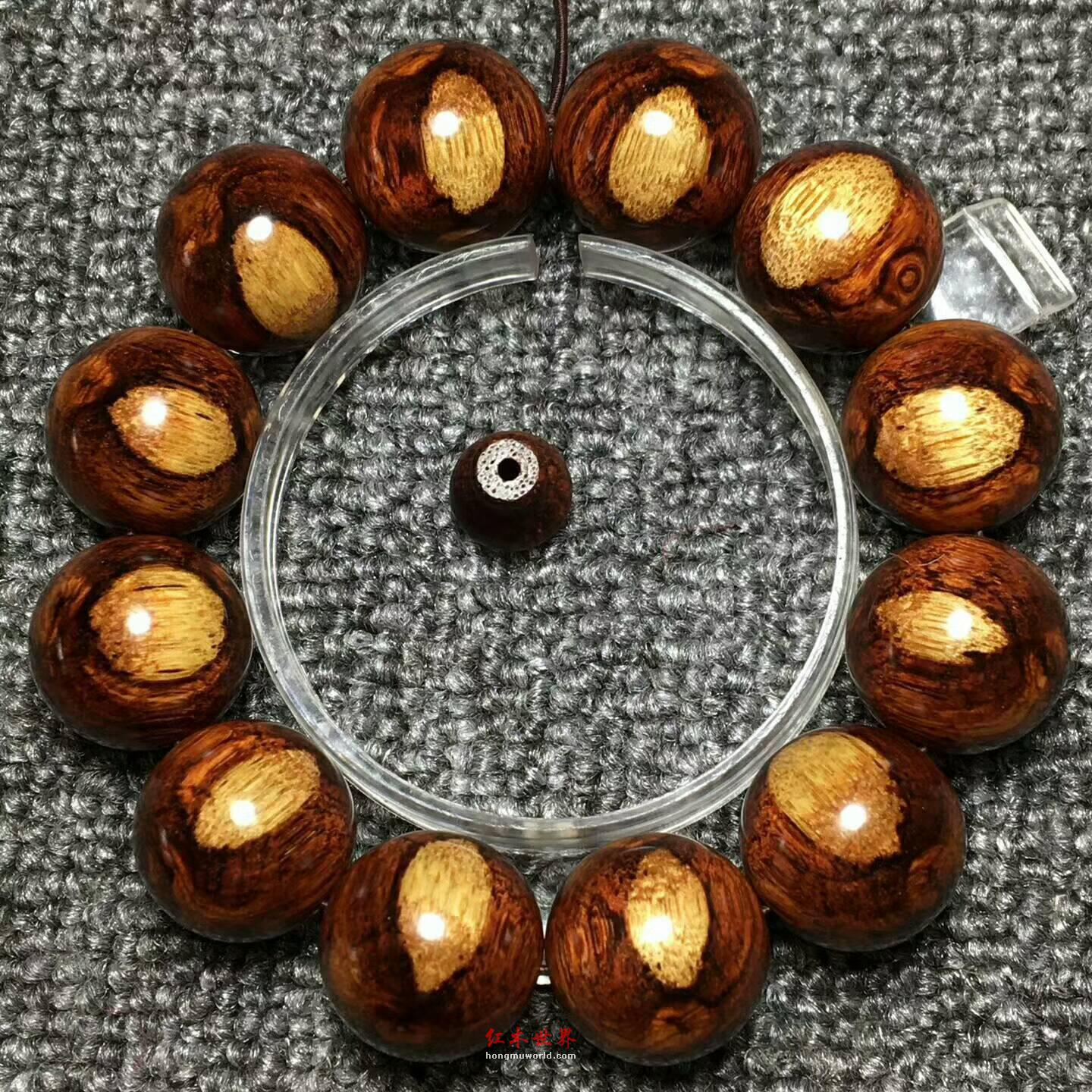 特顶级黄花梨2.0手串 极品双面笑口常开纹理密度油性佳-5
