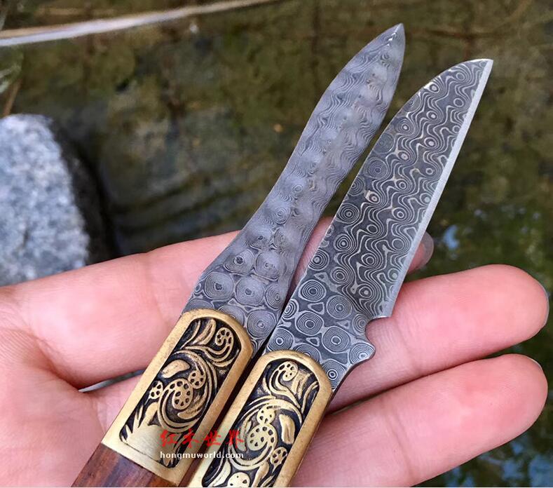 海南黄花梨茶道 精选四件套 大马士革钢纹理细腻 手机实拍-6