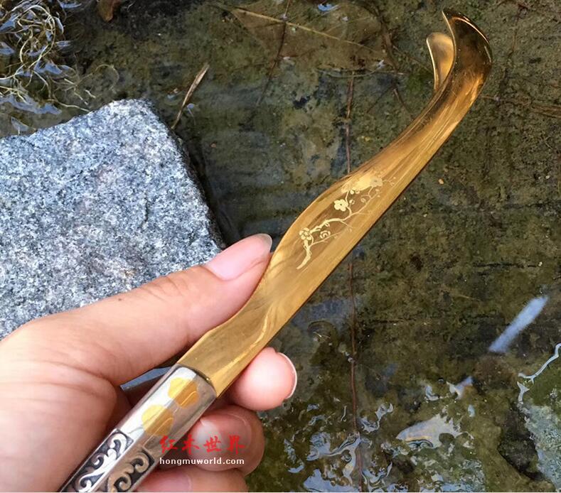 海南黄花梨茶道 精选四件套 大马士革钢纹理细腻 手机实拍-4
