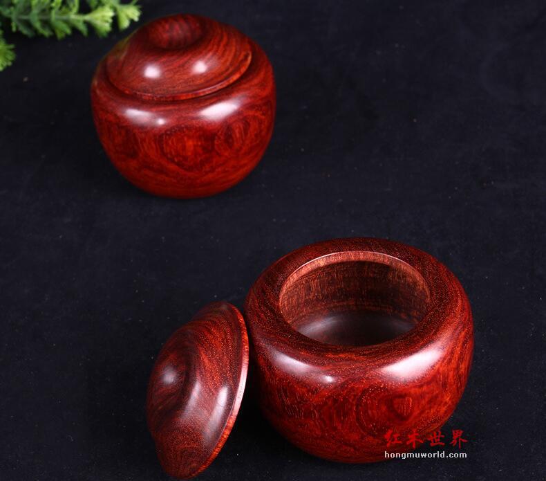 印度小叶紫檀围棋罐(一对） 木质工艺品摆件-1