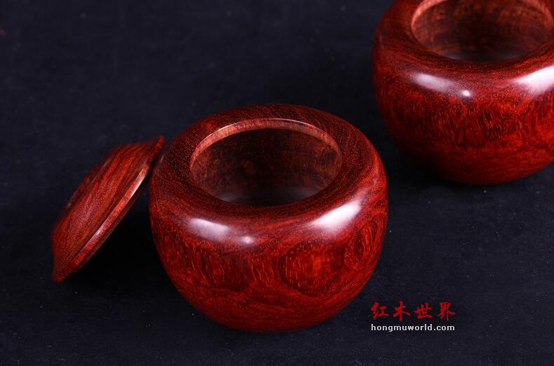 印度小叶紫檀围棋罐(一对） 木质工艺品摆件-5
