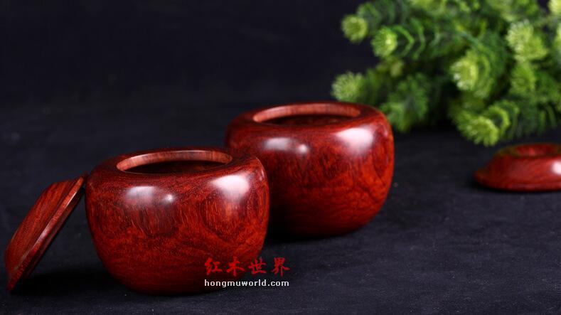 印度小叶紫檀围棋罐(一对） 木质工艺品摆件-7
