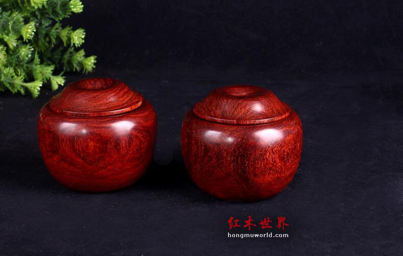 印度小叶紫檀围棋罐(一对） 木质工艺品摆件-3
