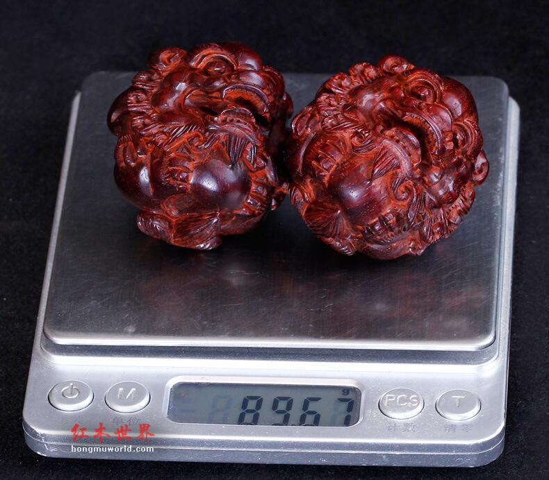 印度小叶紫檀保健球 雕刻貔貅手把件 招财转运文玩品-9