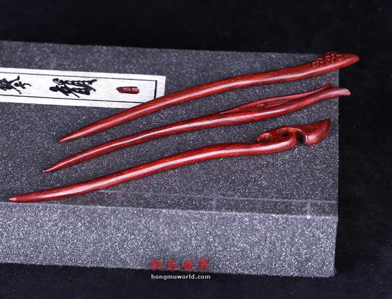 印度小叶紫檀发簪 新品复古宫廷步摇盘发头饰-1