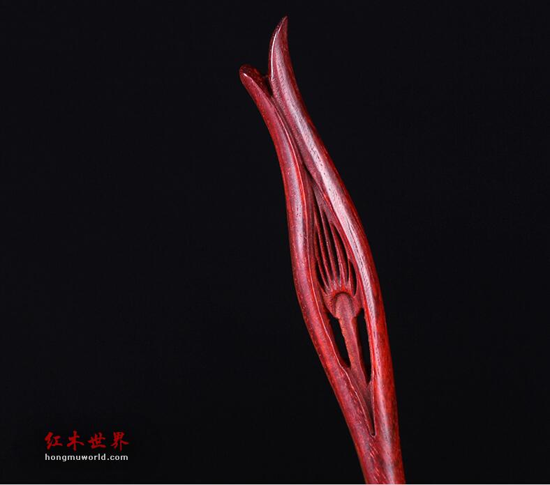 印度小叶紫檀发簪 新品复古宫廷步摇盘发头饰-9