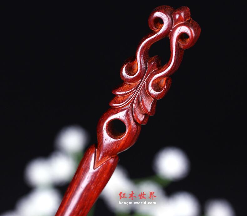 印度小叶紫檀发簪 新品复古宫廷步摇盘发头饰-7