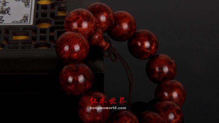 缅甸黄花梨草花梨满瘤疤佛珠2.0满瘤花缨子手串-3
