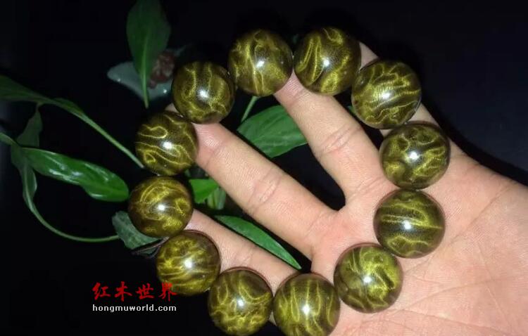 正宗四川金丝楠手串阴沉木乌木佛珠精品2.0龙胆纯手工水波纹-1