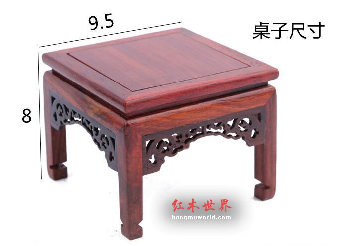红木工艺品 红酸枝微型家具 红酸枝翘角桌椅-3
