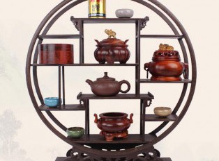 鸡翅木实木展示架博古架 小物件摆放架 茶具博古架