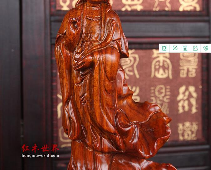 花梨木雕站莲观音倒流香炉工艺礼品 创意家居装饰品木雕摆件-6