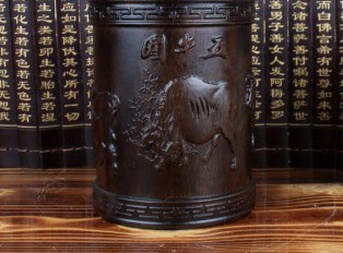 黑檀木笔筒 古典办公室商务礼品摆件